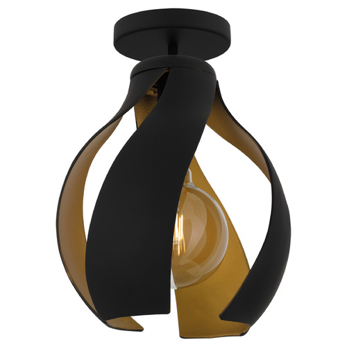 Quoizel Lighting Kiko Matte Black & Gold Semi-Flushmount Light