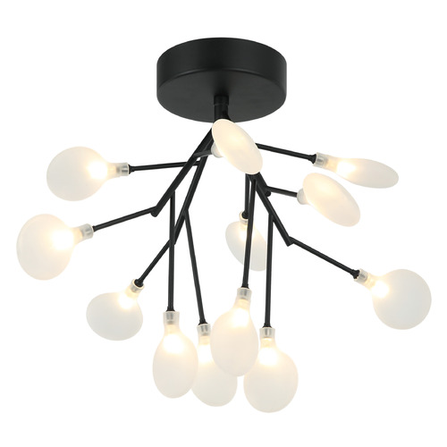 Matteo Lighting Hydrangea Bloom Matte Black LED Semi-Flushmount Light