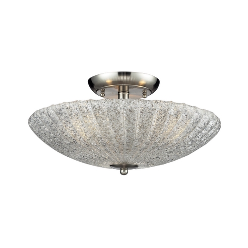 Elk Lighting Modern Semi-Flushmount Light with White Glass in Satin Nickel Finish 10271/3