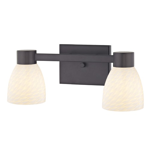 2-Light White Art Glass Vanity Light Bronze