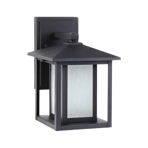 Generation Lighting Etched Seeded Glass Outdoor Wall Light Black 89029-12