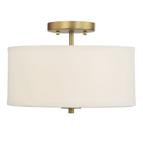 13-Inch Wide Semi-Flush Mount in Natural Brass by Meridian