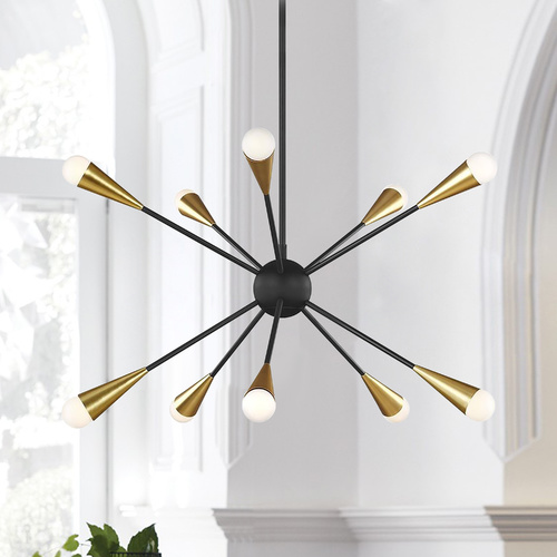 Visual Comfort Studio Collection ED Ellen-DeGeneres Jax Midnight Black & Burnished Brass Chandelier by Visual Comfort Studio EC10310MBK