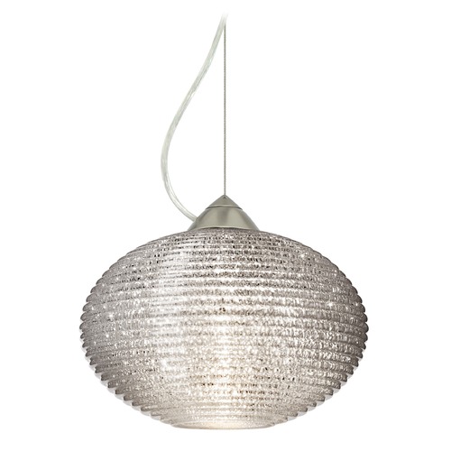 Besa Lighting Pape Ribbed Glass Satin Nickel Pendant Light