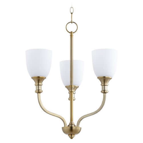 Quorum Lighting Richmond Aged Brass Mini-Chandelier by Quorum Lighting 6811-3-80