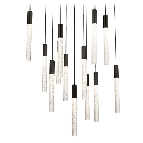 Modern Forms by WAC Lighting Modern Forms Magic Black LED Multi-Light Pendant with Cylindrical Shade PD-35613S-BK
