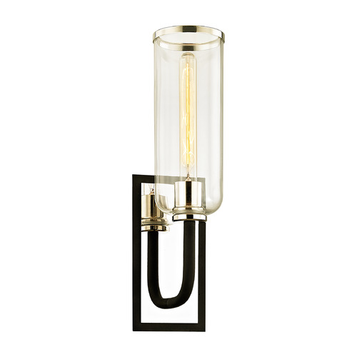 Troy Lighting Aeon Textured Black & Polish Nickel Sconce