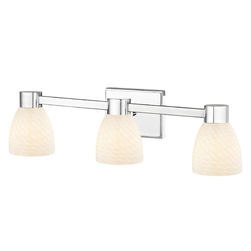 Design Classics Lighting 3-Light White Art Glass Vanity Light Chrome 2103-26 GL1020MB