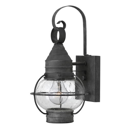 Seeded Glass Outdoor Wall Light Zinc by Hinkley Lighting