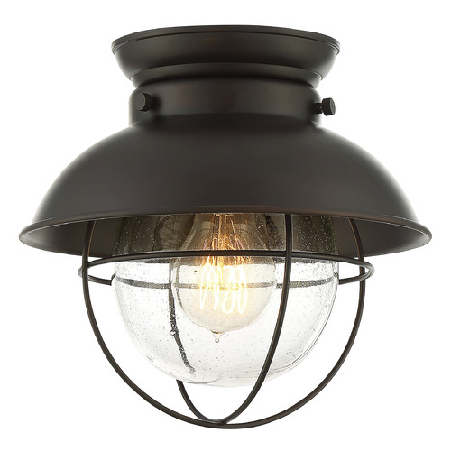 9-Inch Wide Caged Flush Mount in Oil Rubbed Bronze by Meridian
