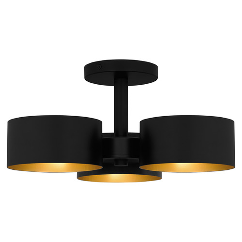 Quoizel Lighting Nala Matte Black & Gold Semi-Flushmount Light
