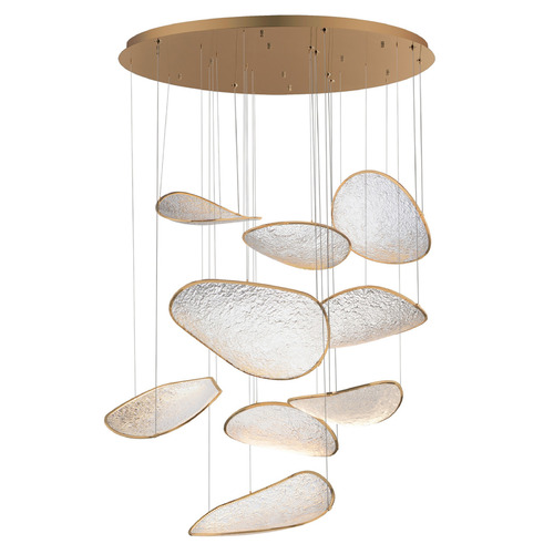 ET2 Lighting ET2 Moonscapes Brushed Champagne LED Multi-Light Pendant with Curved Panel Shade E24979-BCN
