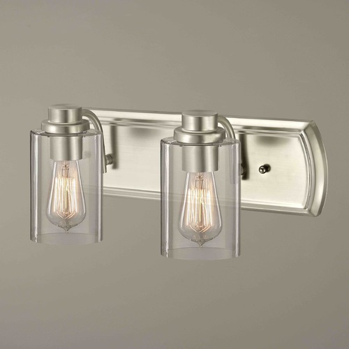 Transitional 2-Light Bathroom Light in Satin Nickel