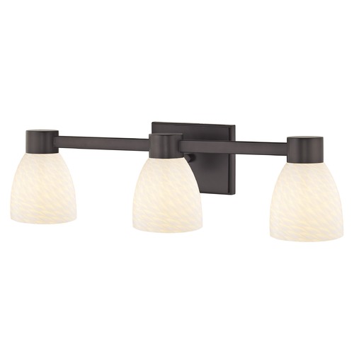 3-Light White Art Glass Vanity Light Bronze