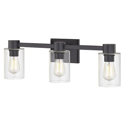 Vashon Matte Black Vanity Light with Clear Cylinder Glass