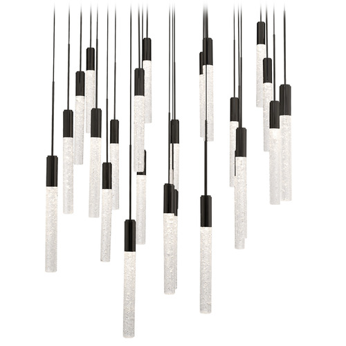Modern Forms by WAC Lighting Modern Forms Magic Black LED Multi-Light Pendant with Cylindrical Shade PD-35625S-BK