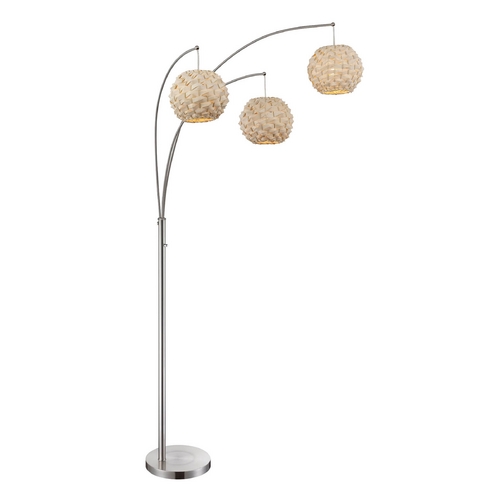 Lite Source Lighting Modern Arc Lamp with Beige / Cream Bamboo Shades in Polished Steel Finish LS-82268