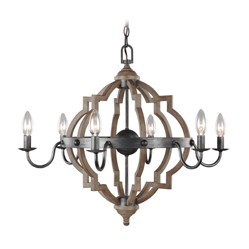 Generation Lighting Socorro Stardust & Cerused Oak Chandelier by Generation Lighting 3124906-846