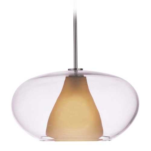 Soft Pendant with Amber Glass in Chrome by George Kovacs