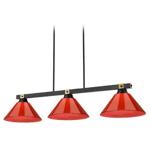 Z-Lite Bronte Matte Black and Rubbed Brass Billiard Light with Conical Shade