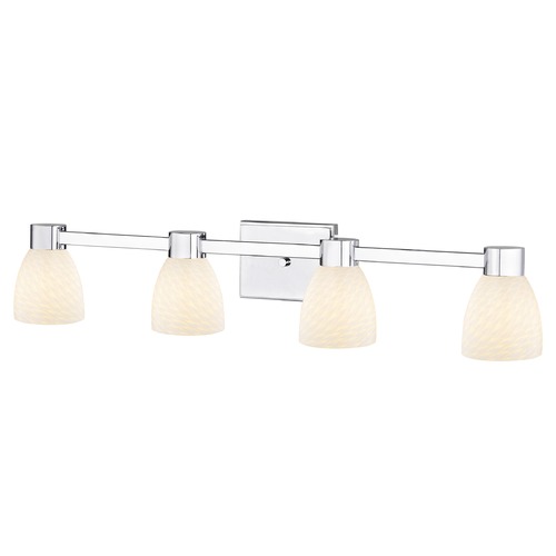 Design Classics Lighting 4-Light White Art Glass Vanity Light Chrome 2104-26 GL1020MB