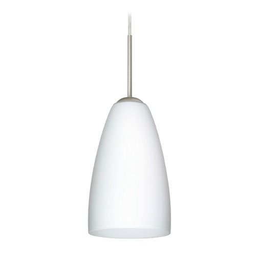 Besa Lighting Besa Lighting Riva Satin Nickel LED Mini-Pendant Light with Oblong Shade 1JT-151107-LED-SN