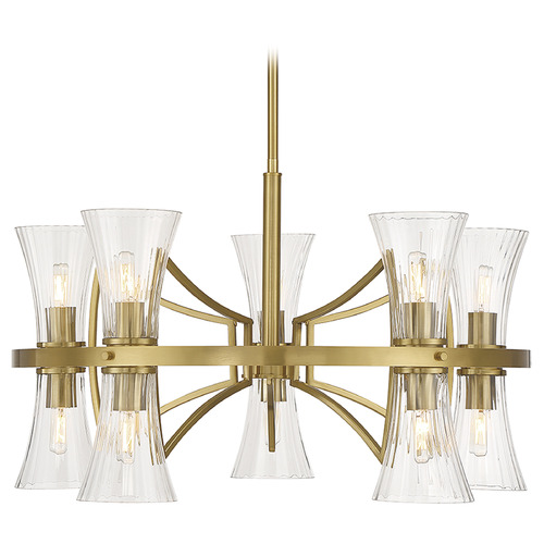 Bennington 10-Light Chandelier in Warm Brass by Savoy House