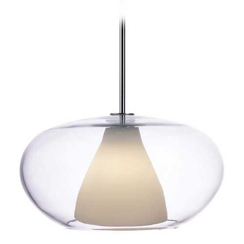 Soft Pendant with White Glass in Chrome by George Kovacs