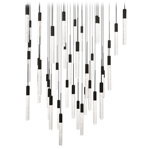 Modern Forms by WAC Lighting Modern Forms Magic Black LED Multi-Light Pendant with Cylindrical Shade PD-35641S-BK