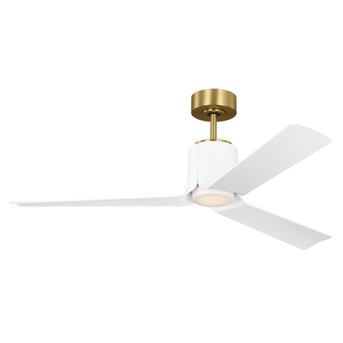 Peel 52-Inch LED Smart Fan in Burnished Brass & White by VC Fan