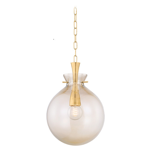Mitzi By Hudson Valley Benita Aged Brass Pendant Light with Globe Shade