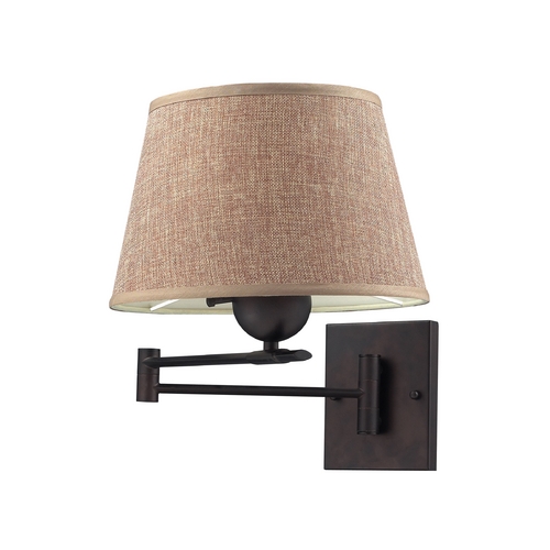 Elk Lighting Swing Arm Lamp with Beige / Cream Shade in Aged Bronze Finish 10291/1