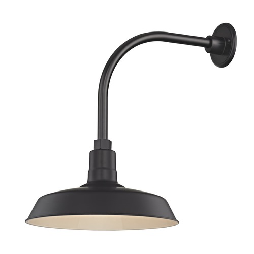 Recesso Lighting by Dolan Designs Black Gooseneck Barn Light with 14-Inch Shade BL-ARML-BLK/BL-SH14-BLK