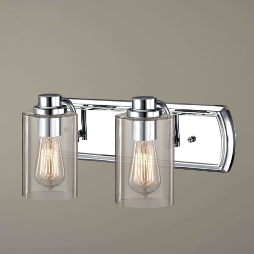 Design Classics Lighting Industrial 2-Light Vanity Light in Chrome 1202-26 GL1040C