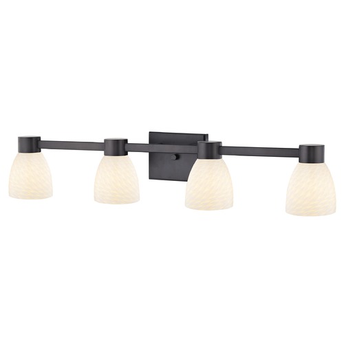 Design Classics Lighting 4-Light White Art Glass Vanity Light Bronze 2104-220 GL1020MB