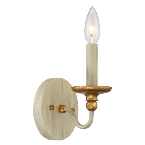 Westchester County Farm House White with Gilded Gold Leaf Sconce by Minka Lavery