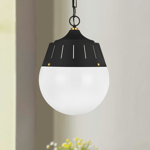 Thomas O'Brien Arlett Midnight Black & Burnished Brass Pendant by Visual Comfort Studio
