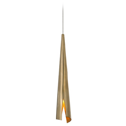Visual Comfort Signature Collection Kelly Wearstler Piel Wrapped Pendant in Brass by Visual Comfort Signature KW5630AB