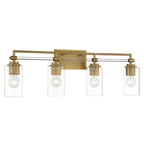 Binsly 4-Light Vanity Light in Aged Brass by Minka Lavery