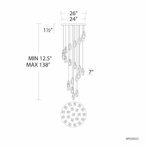 Schonbek Beyond Schonbek Beyond Martini Black LED Multi-Light Pendant BPD20221OH-BK