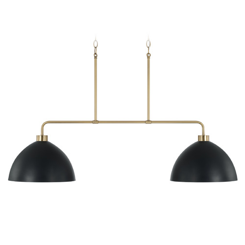 Homeplace By Capital Lighting Ross Aged Brass & Black Island Light with Bowl / Dome Shade