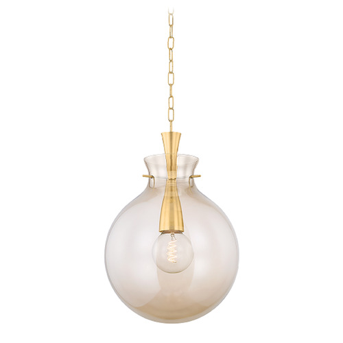 Mitzi By Hudson Valley Benita Aged Brass Pendant Light with Globe Shade