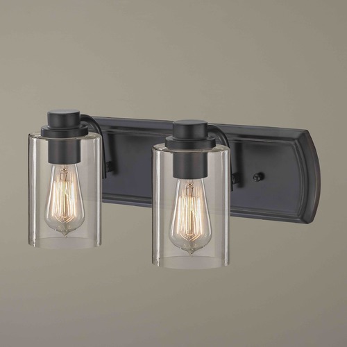 Transitional 2-Light Bath Wall Light in Bronze