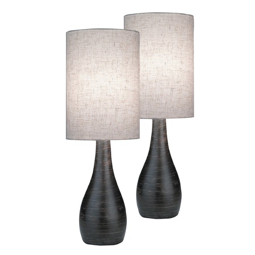 Lite Source Lighting Lite Source Quatro Brushed Dark Bronze Table Lamp Set LS-2996/2PK
