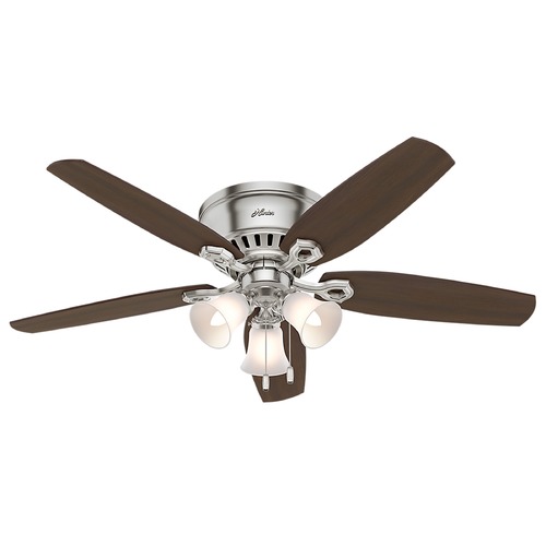 Hunter Fan Company 52-Inch Hunter Fan Builder Low Profile Brushed Nickel Ceiling Fan with Light 53328