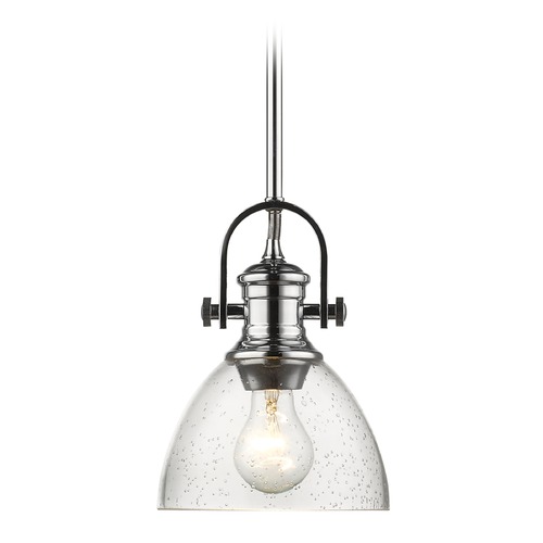 Golden Lighting Hines Mini Pendant in Chrome with Seeded Glass 3118-M1LCH-SD