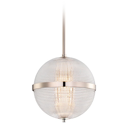 Portland 10-Inch LED Mini Pendant in Polished Nickel by Kalco Lighting