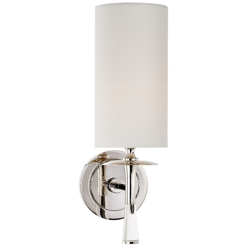 Visual Comfort Signature Collection Aerin Drunmore Single Sconce in Polished Nickel by Visual Comfort Signature ARN2018PNCGL
