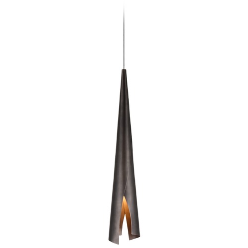 Visual Comfort Signature Collection Kelly Wearstler Piel Wrapped Pendant in Bronze by Visual Comfort Signature KW5630BZ