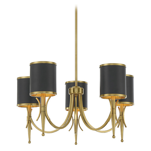 Quincy 5-Light Chandelier in Black & Warm Brass by Savoy House